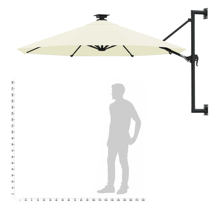 Umbrelă de soare montată pe perete cu LED-uri, nisipiu, 300 cm - WALTI WALTI