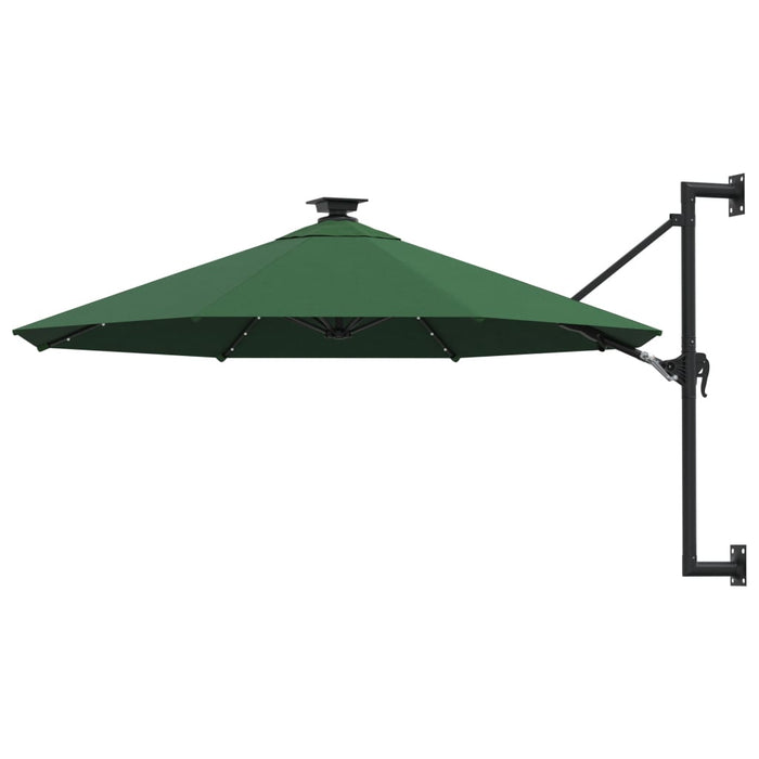 Umbrelă de soare montată pe perete cu LED-uri, verde, 300 cm - WALTI WALTI
