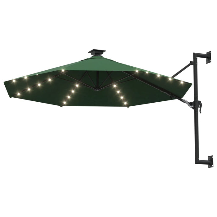 Umbrelă de soare montată pe perete cu LED-uri, verde, 300 cm - WALTI WALTI