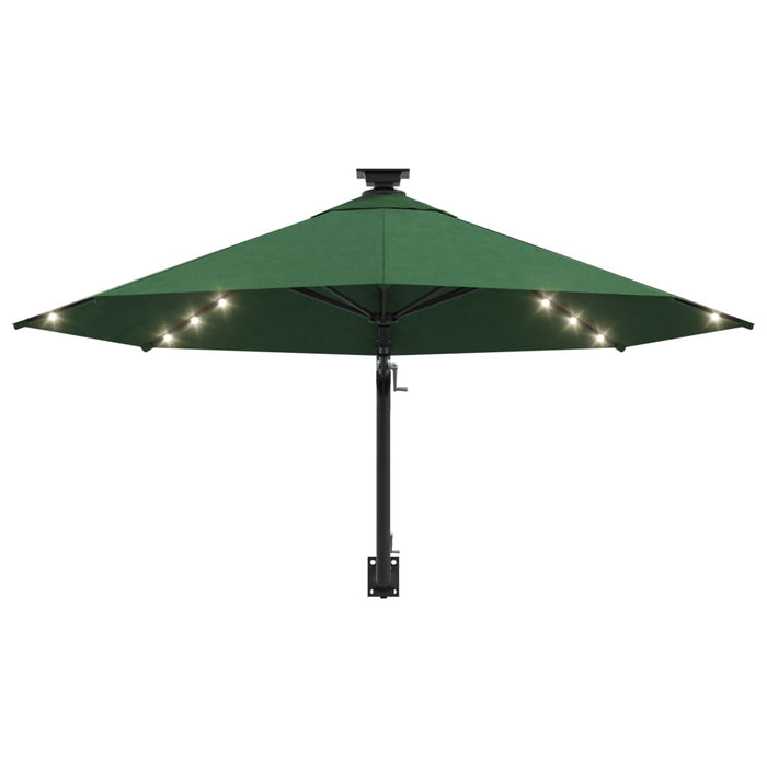 Umbrelă de soare montată pe perete cu LED-uri, verde, 300 cm - WALTI WALTI