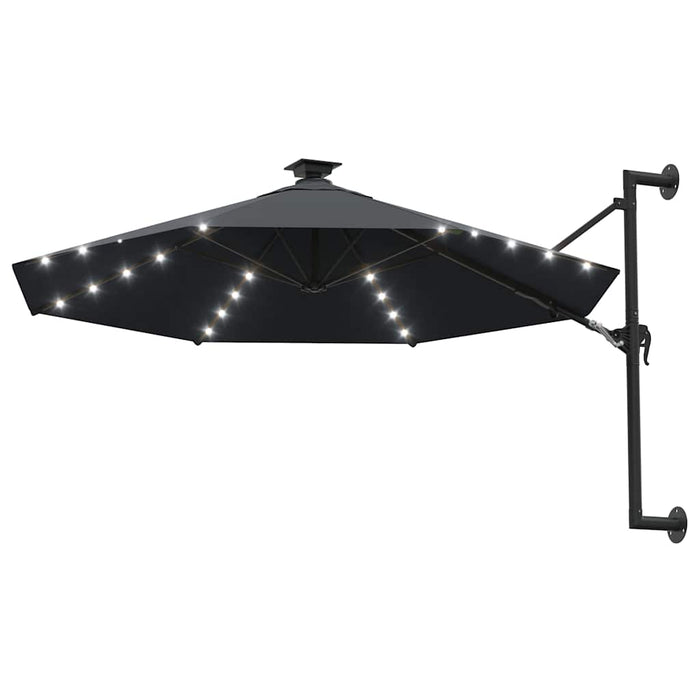 Umbrelă de soare montată pe perete cu LED-uri, antracit, 300 cm - WALTI WALTI
