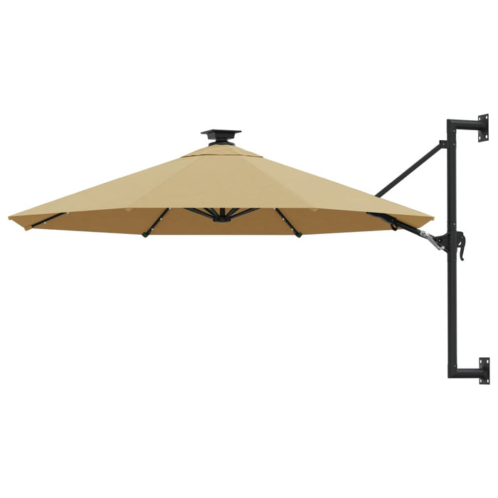 Umbrelă de soare montată pe perete cu LED-uri, taupe, 300 cm - WALTI WALTI