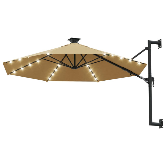 Umbrelă de soare montată pe perete cu LED-uri, taupe, 300 cm - WALTI WALTI