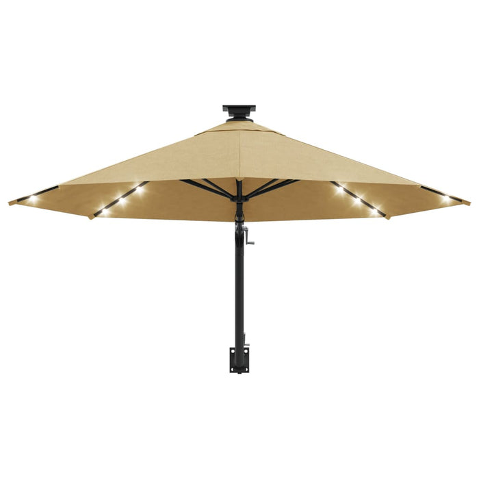 Umbrelă de soare montată pe perete cu LED-uri, taupe, 300 cm - WALTI WALTI