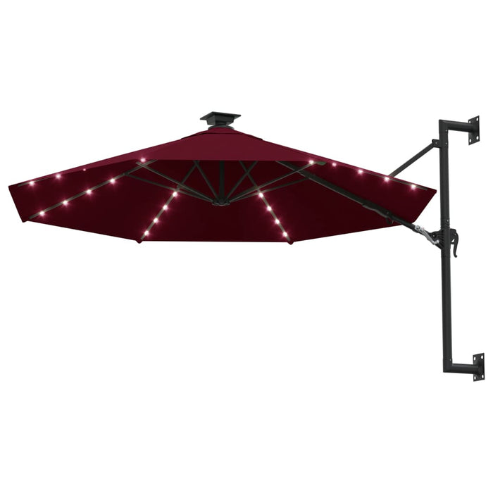 Umbrelă soare LED montaj pe perete stâlp metal vișiniu 300 cm - WALTI WALTI