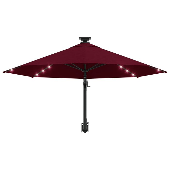 Umbrelă soare LED montaj pe perete stâlp metal vișiniu 300 cm - WALTI WALTI