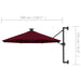 Umbrelă soare LED montaj pe perete stâlp metal vișiniu 300 cm - WALTI WALTI