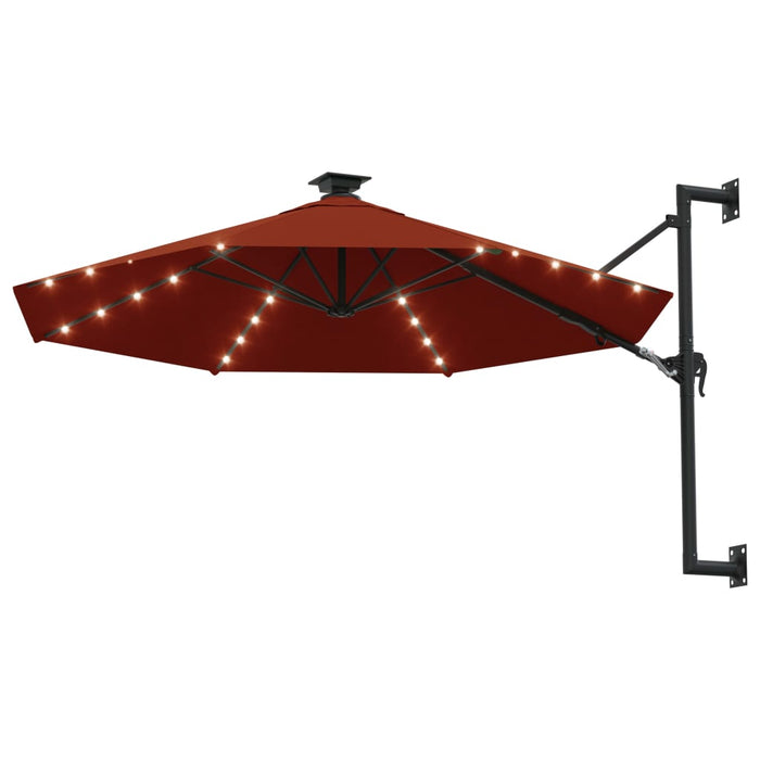 Umbrelă soare LED montaj pe perete stâlp metal cărămiziu 300cm - WALTI WALTI