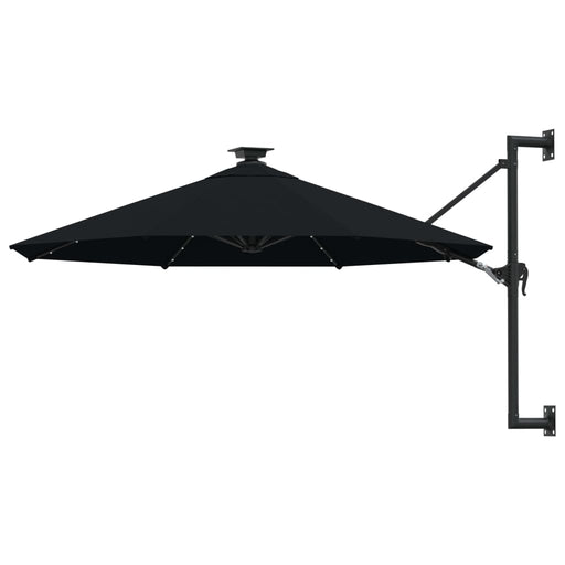 Umbrelă de soare montată pe perete cu LED-uri, negru, 300 cm - WALTI WALTI