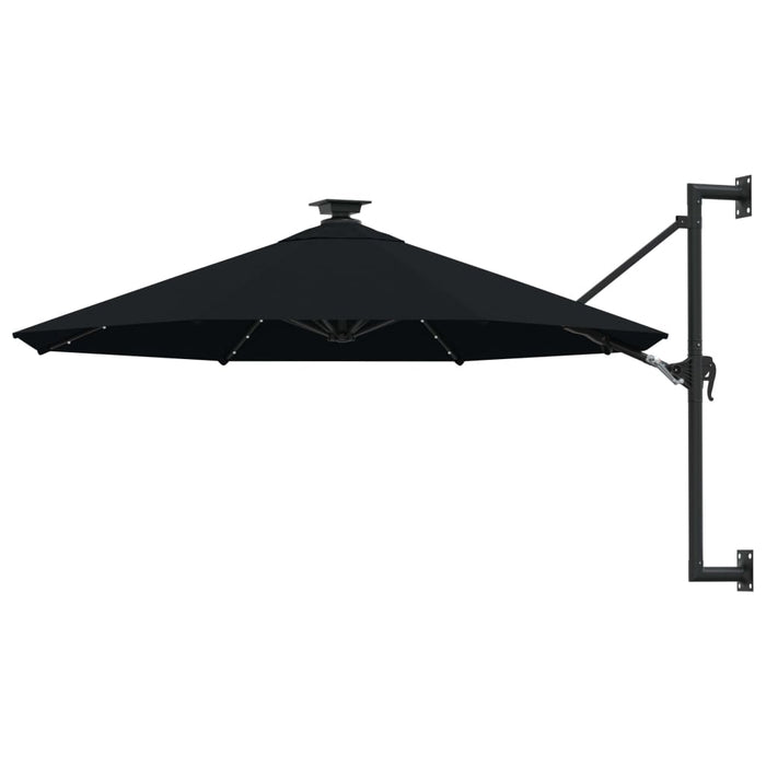 Umbrelă de soare montată pe perete cu LED-uri, negru, 300 cm - WALTI WALTI