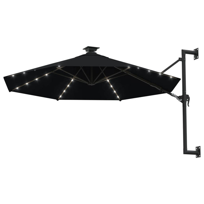 Umbrelă de soare montată pe perete cu LED-uri, negru, 300 cm - WALTI WALTI