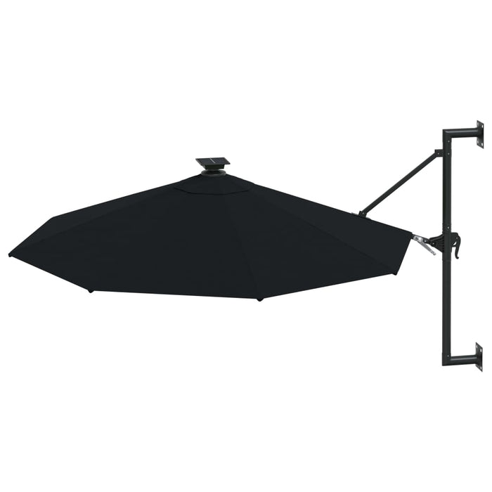 Umbrelă de soare montată pe perete cu LED-uri, negru, 300 cm - WALTI WALTI