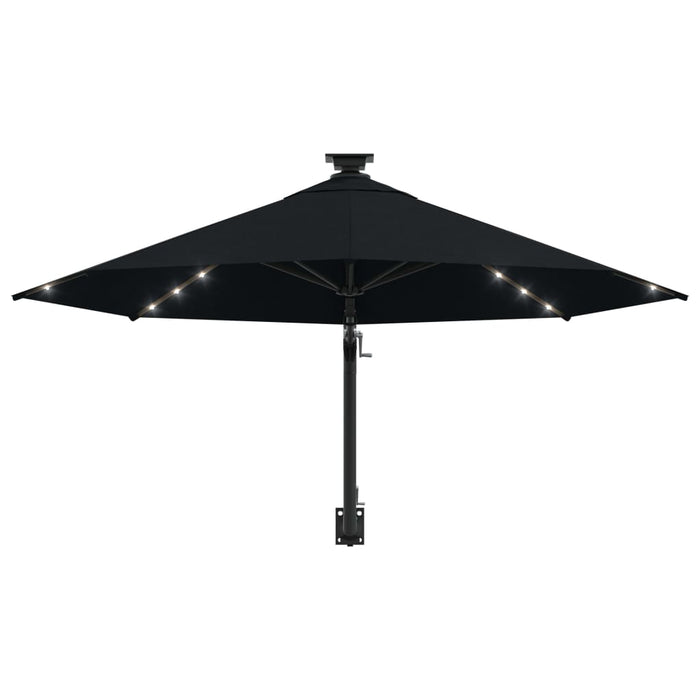 Umbrelă de soare montată pe perete cu LED-uri, negru, 300 cm - WALTI WALTI