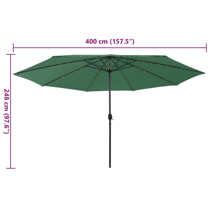 Umbrelă soare de grădină cu LED-uri, verde, 400 cm - WALTI WALTI