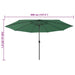 Umbrelă soare de grădină cu LED-uri, verde, 400 cm - WALTI WALTI