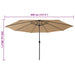 Umbrelă soare de grădină cu LED-uri, taupe, 400 cm - WALTI WALTI