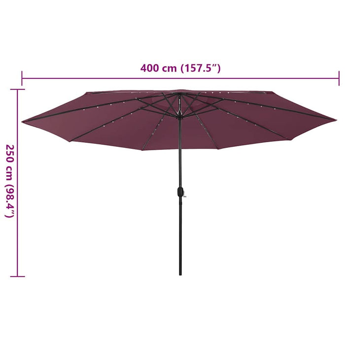 Umbrelă de soare de grădină cu LED-uri, roșu bordo, 400 cm - WALTI WALTI