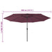 Umbrelă de soare de grădină cu LED-uri, roșu bordo, 400 cm - WALTI WALTI