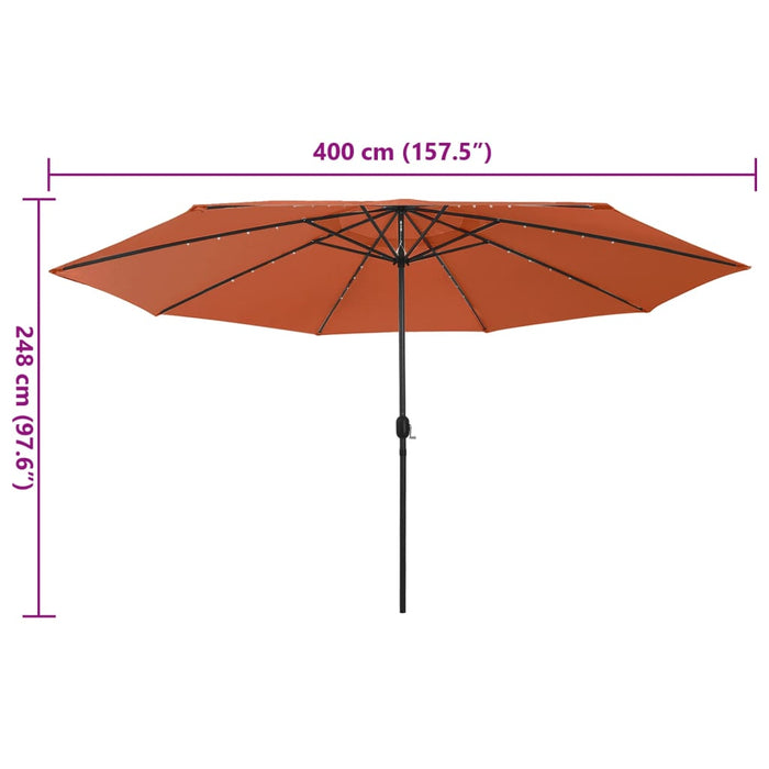 Umbrelă soare de grădină cu LED-uri, cărămiziu, 400 cm - WALTI WALTI