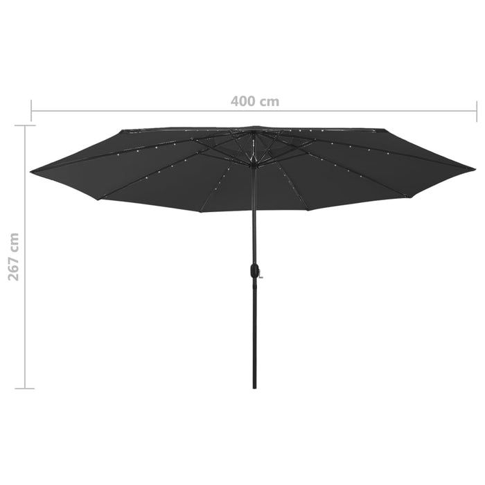 Umbrelă soare de grădină cu LED-uri, negru, 400 cm - WALTI WALTI
