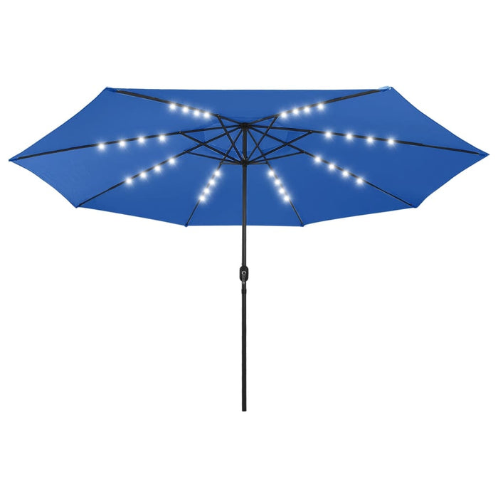 Umbrelă de soare de grădină cu LED-uri, albastru azuriu, 400 cm - WALTI WALTI