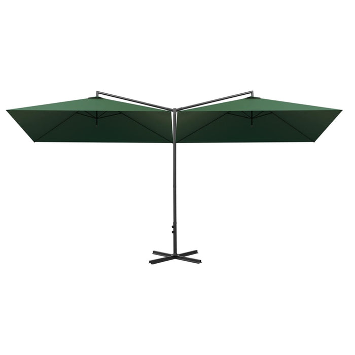 Umbrelă de soare dublă cu stâlp din oțel, verde, 600x300 cm - WALTI WALTI