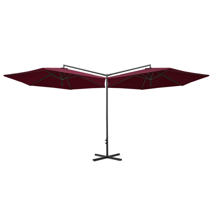 Umbrelă de soare dublă cu stâlp din oțel, roșu bordo, 600 cm - WALTI WALTI