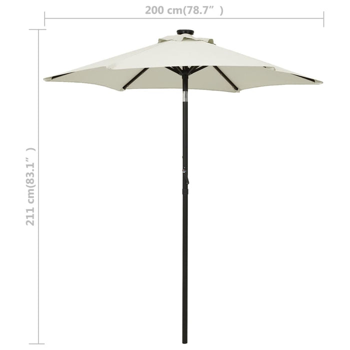 Umbrelă de soare cu lumini LED, nisipiu, 200x211 cm, aluminiu - WALTI WALTI