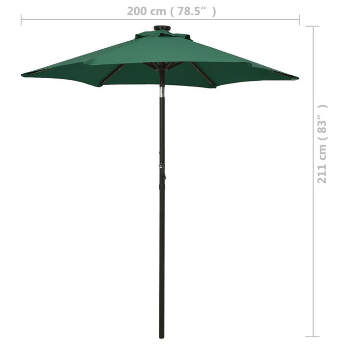 Umbrelă de soare cu lumini LED, verde, 200x211 cm, aluminiu - WALTI WALTI