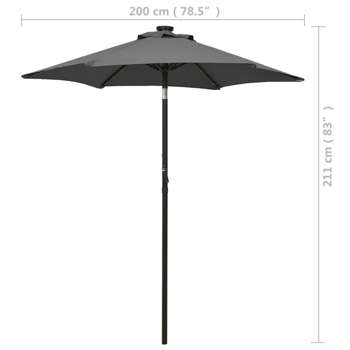 Umbrelă de soare cu lumini LED, antracit, 200x211 cm, aluminiu - WALTI WALTI
