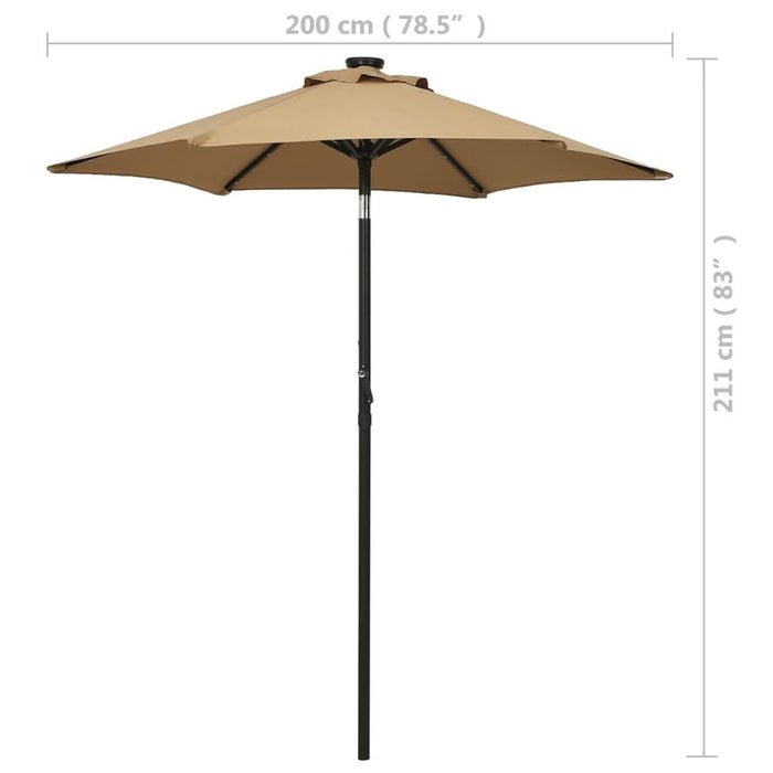 Umbrelă de soare cu lumini LED, taupe, 200x211 cm, aluminiu - WALTI WALTI