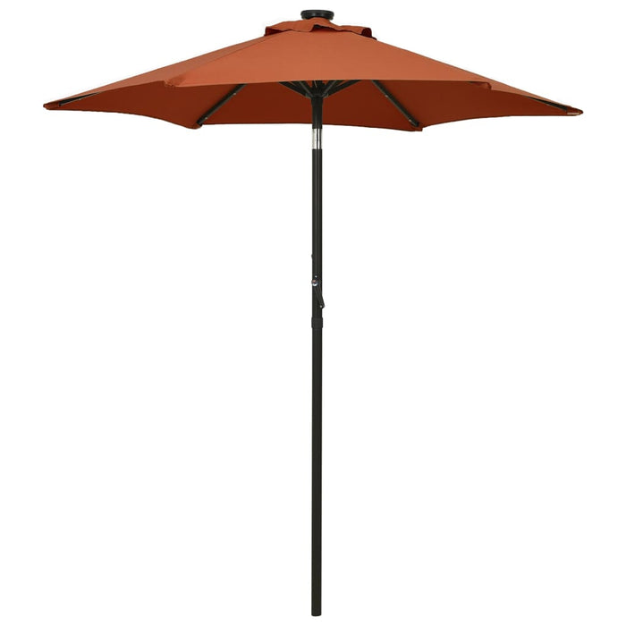 Umbrelă de soare cu lumini LED, cărămiziu, 200x211 cm, aluminiu WALTI