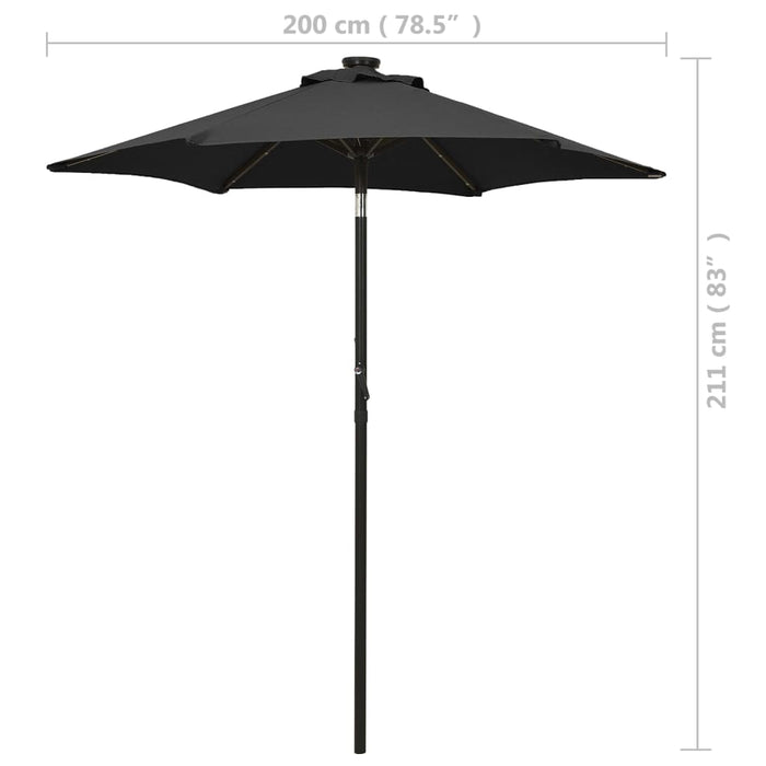 Umbrelă de soare cu lumini LED, negru, 200x211 cm, aluminiu - WALTI WALTI
