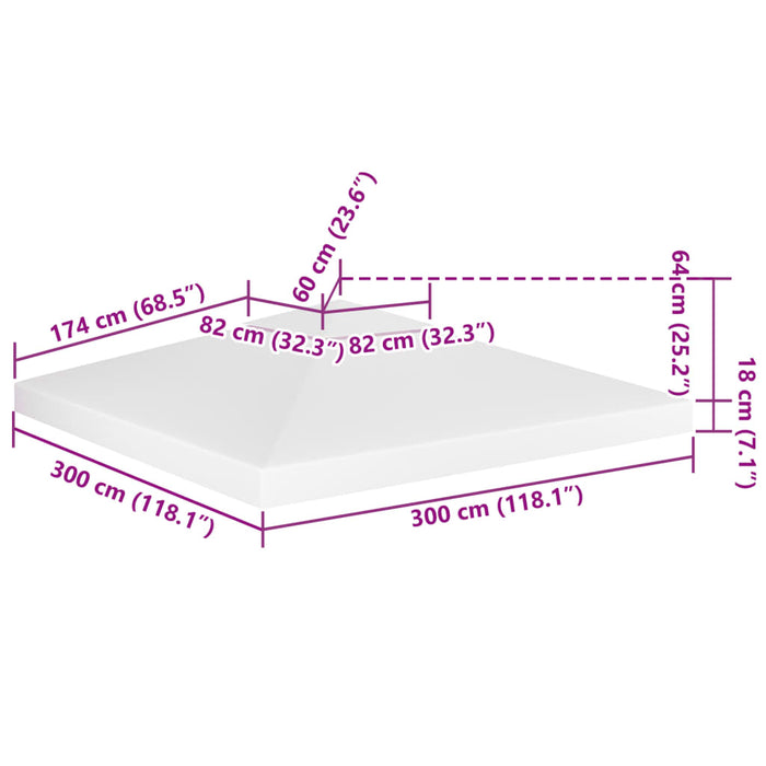 Acoperiș de pavilion cu 2 niveluri, alb, 3x3 m, 310 g/m² - WALTI WALTI