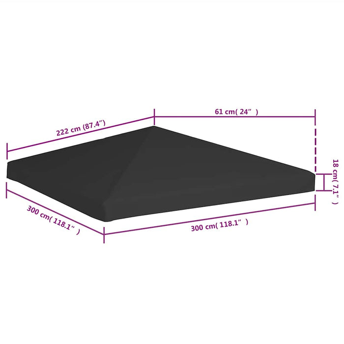 Acoperiș de pavilion, negru, 3 x 3 m, 270 g/m² - WALTI WALTI
