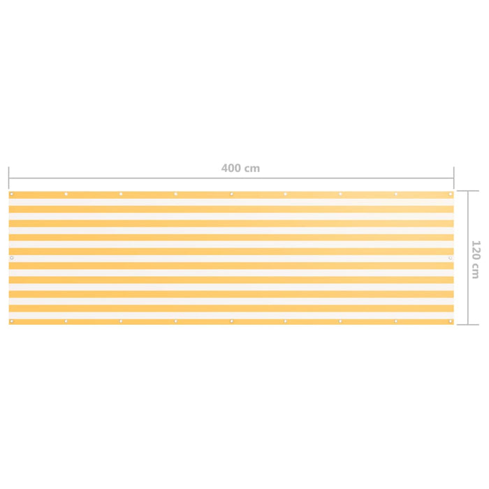 Paravan de balcon, alb și galben, 120 x 400 cm, țesătură oxford - WALTI WALTI
