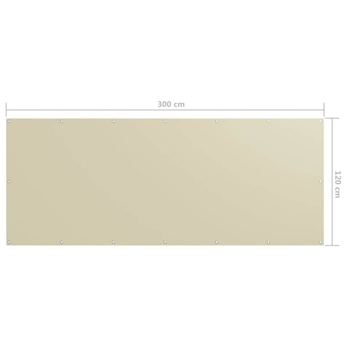 Paravan de balcon, crem, 120 x 300 cm, țesătură oxford WALTI