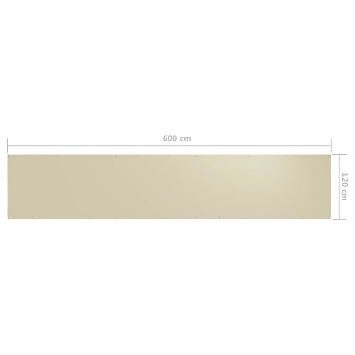 Paravan pentru balcon, crem, 120x600 cm, țesătură oxford - WALTI WALTI