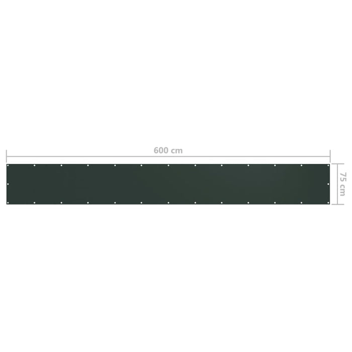 Paravan de balcon, verde închis, 75x600 cm, țesătură oxford - WALTI WALTI