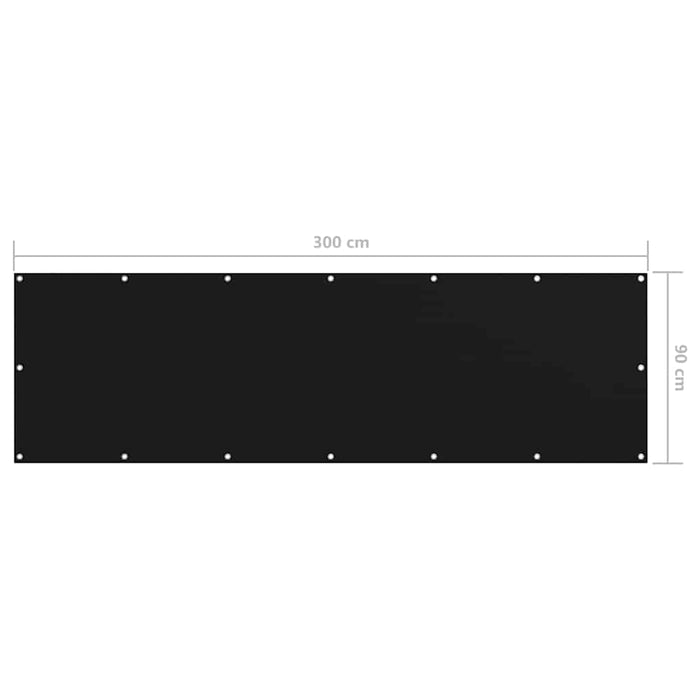 Paravan de balcon, negru, 90 x 300 cm, țesătură oxford - WALTI WALTI