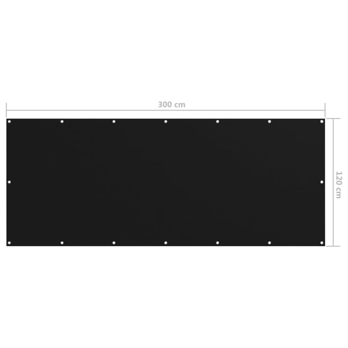 Paravan de balcon, negru, 120 x 300 cm, țesătură oxford - WALTI WALTI