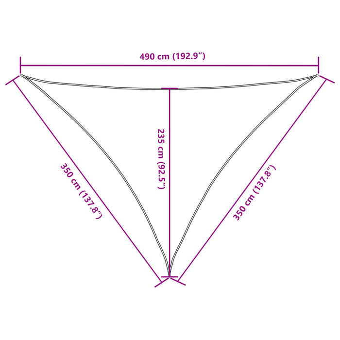 Parasolar, verde, 3,5x3,5x4,9 m, țesătură oxford, triunghiular WALTI