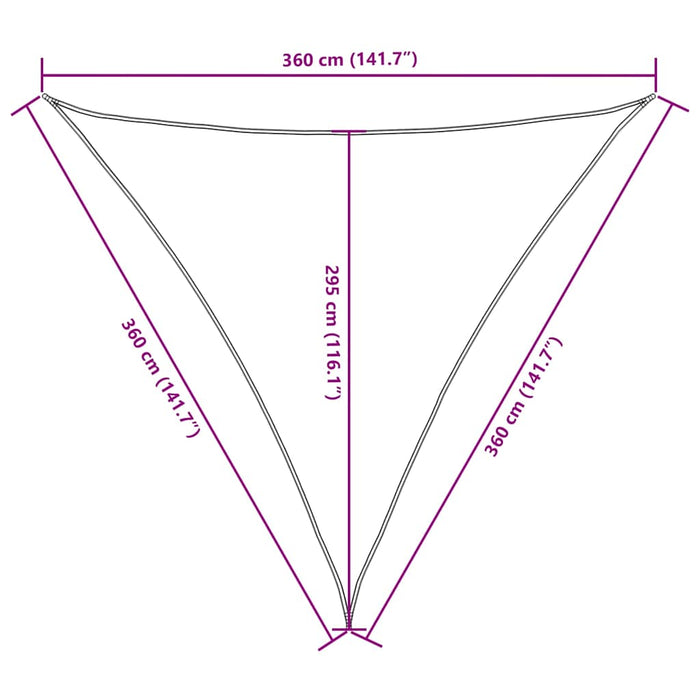 Parasolar, galben, 3,6x3,6x3,6 m, țesătură oxford, triunghiular WALTI
