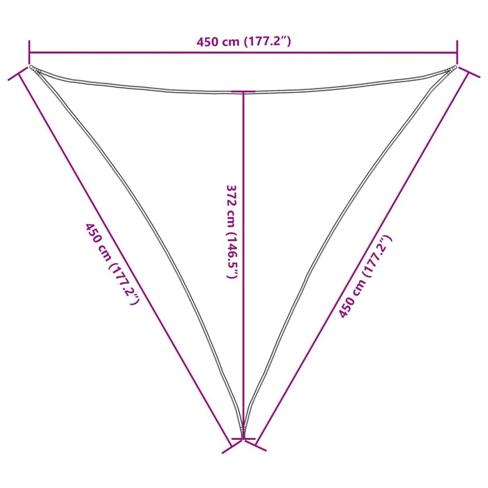 Parasolar, roșu, 4,5x4,5x4,5 m, țesătură oxford, triunghiular - WALTI WALTI
