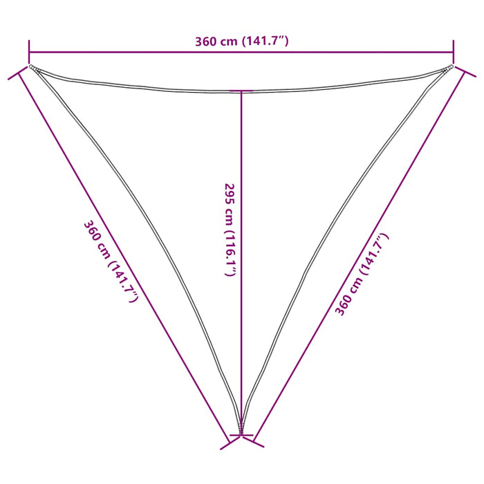 Parasolar, negru, 3,6x3,6x3,6 m, țesătură oxford, triunghiular WALTI