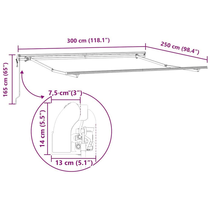 Copertină Manual Alb 3 x 2,5 m Metal - WALTI WALTI