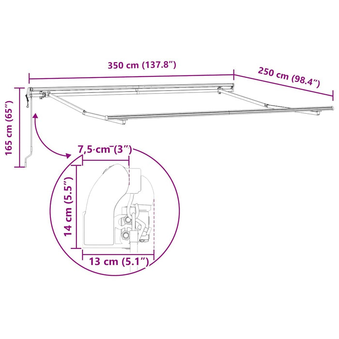Cadru de copertină Alb 350 x 250 cm Aluminiu WALTI