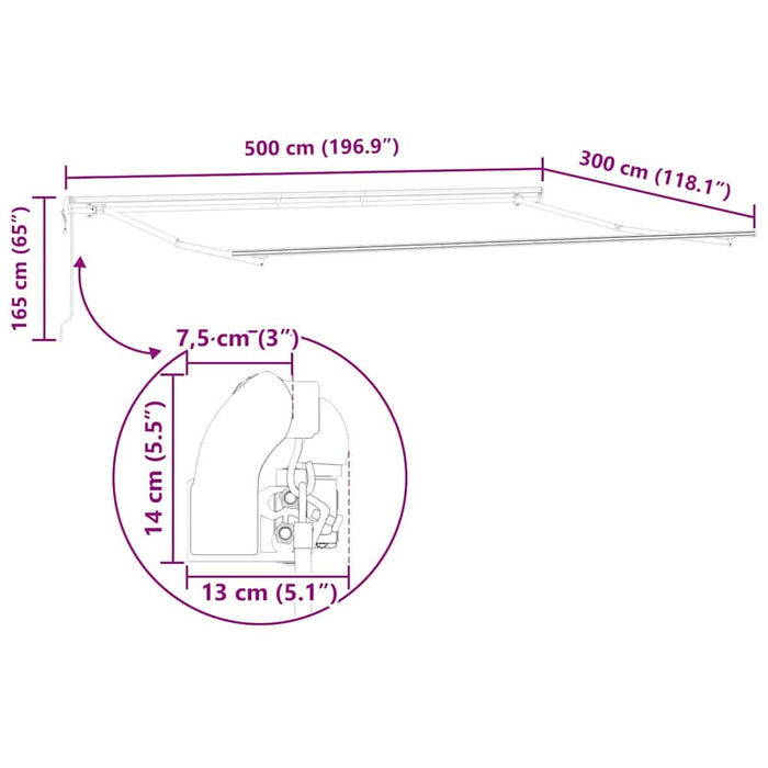 Cadru de copertină Alb 500 × 300 cm Aluminiu - WALTI WALTI