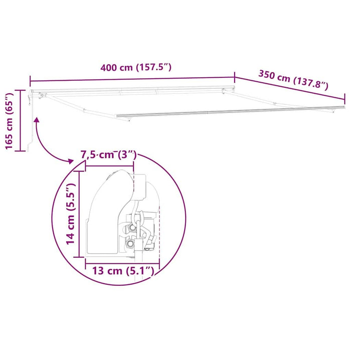 Copertină Manual Alb 4 × 3,5 m Metal - WALTI WALTI