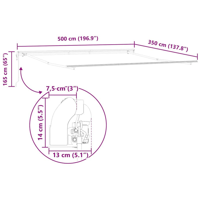 Copertină Manual Alb 5 × 3,5 m Metal - WALTI WALTI